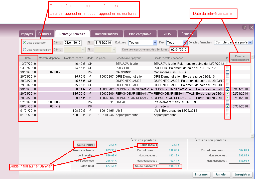 Pointage bancaire